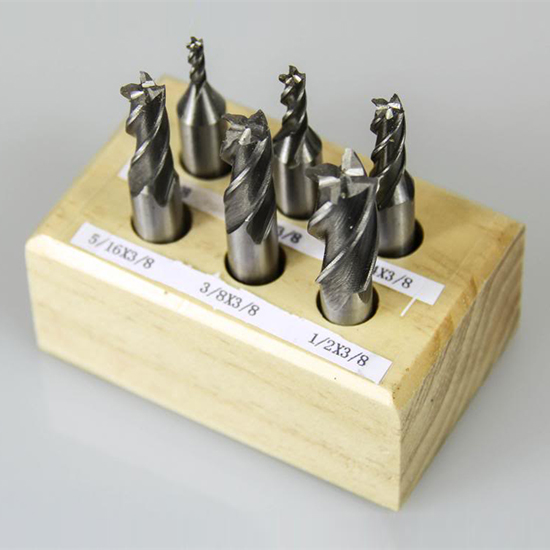 5//16/",1//4/" 2FL 6 PC HSS 2 FLUTE END MILL SET 1//8/"-1//2/" 3//8 SHANK MILLS W// 3//16/"