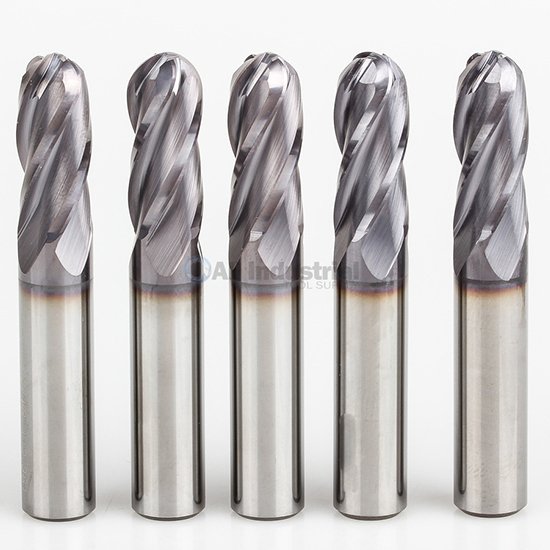 10 Pcs 1//8/" 4 Flute Regular Length Ball End Carbide End Mill TiAlN Coated