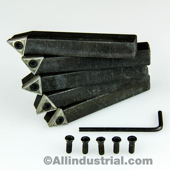 1/4" 5 Pc Indexable Carbide Insert Turning Tool Bit Lathe Set C6